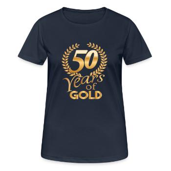 Années d'or chemise 50 années d'or - T-shirt respirant Femme - bleu marine foncé - Devant - AI Model Female 172 light (172cm)