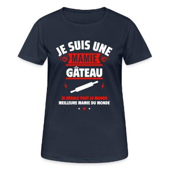 Mamie gâteau,Cadeau fête des grands-mères - T-shirt respirant Femme - bleu marine foncé - Devant - AI Model Female 172 light (172cm)