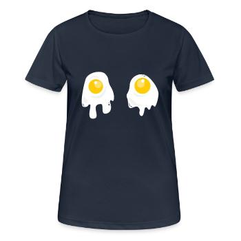 Fried Eggs - Breakfast - Women's Breathable T-Shirt - dark navy - Front - AI Model Female 172 light (172cm)