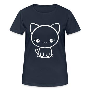 Chat doux - chats - amoureux des chats - T-shirt respirant Femme - bleu marine foncé - Devant - AI Model Female 172 light (172cm)