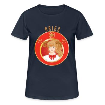 Zodiaque - Horoscope - Bélier - Cadeaux - T-shirt respirant Femme - bleu marine foncé - Devant - AI Model Female 172 light (172cm)