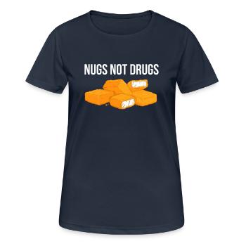 Nuggets de poulet Nugs Not Drugs Fast Food Hunger - T-shirt respirant Femme - bleu marine foncé - Devant - AI Model Female 172 light (172cm)