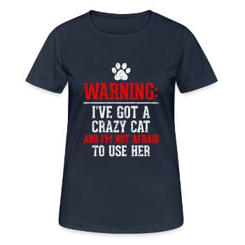 Remarque: t-shirt de chat fou. Commandez ici. - T-shirt respirant Femme - bleu marine foncé - Devant - AI Model Female 172 light (172cm)