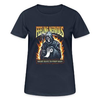 Intestin irritable Syndrom Faucheur IBS Goth Caca Humour - T-shirt respirant Femme - bleu marine foncé - Devant - AI Model Female 172 light (172cm)