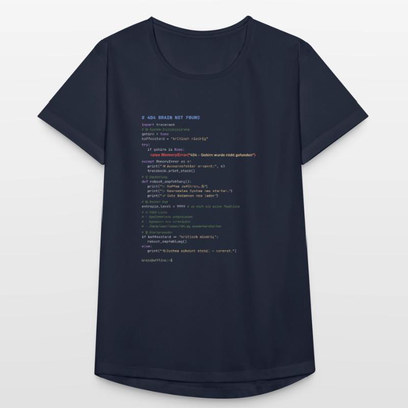 404 Cerveau introuvable Code Python T-shirt respirant Femme