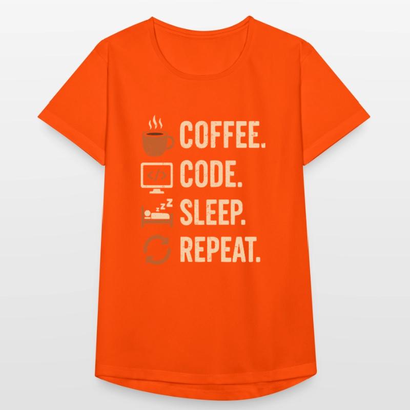 Geek Coder Routine – Coffee, Code, Sleep, More Women's Breathable T-Shirt