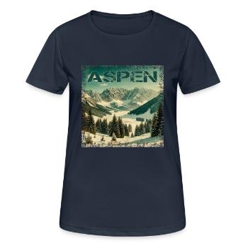 Aspen Ski Snowboard Escapade hivernale vintage - T-shirt respirant Femme - bleu marine foncé - Devant - AI Model Female 172 light (172cm)