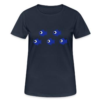 Fischschwarm - Frauen T-Shirt atmungsaktiv - Dunkelnavy - Vorne - AI Model Female 172 light (172cm)