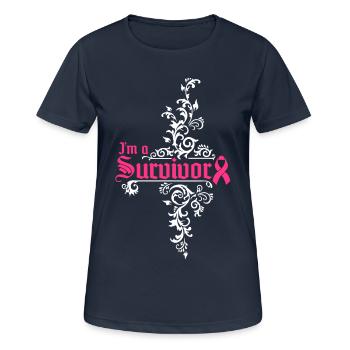 I'm a cancer survivor - Frauen T-Shirt atmungsaktiv - Dunkelnavy - Vorne - AI Model Female 172 light (172cm)