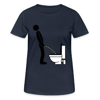 Logo de toilette debout pee piss toilette toilette toilette aulne - T-shirt respirant Femme - bleu marine foncé - Devant - AI Model Female 172 light (172cm)