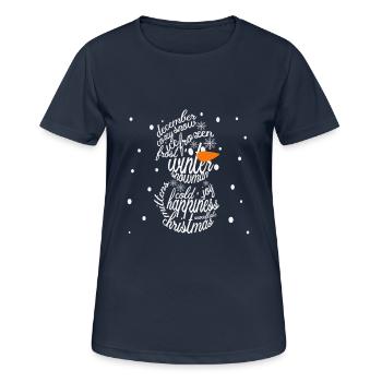 Word Art Snowman With Snowflake Christmas Gift - Women's Breathable T-Shirt - dark navy - Front - AI Model Female 172 light (172cm)