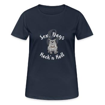 Chien dogue sort gît Wuff sexe rütters chien amoureux - T-shirt respirant Femme - bleu marine foncé - Devant - AI Model Female 172 light (172cm)