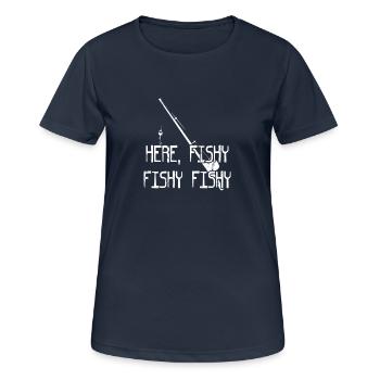 HERE FISHY FISHY FISHY - Frauen T-Shirt atmungsaktiv - Dunkelnavy - Vorne - AI Model Female 172 light (172cm)