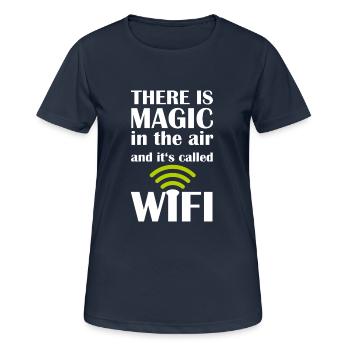 chemise WIFI magique Nerd - Magic in the Air - T-shirt respirant Femme - bleu marine foncé - Devant - AI Model Female 172 light (172cm)