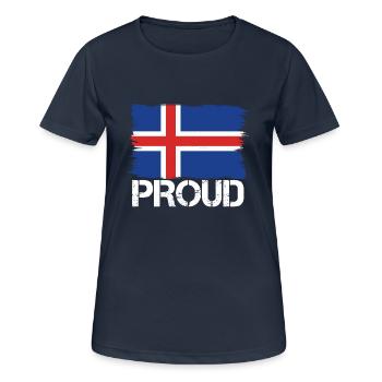 drapeau fierté, drapeau ascendance autochtone Islande .png - T-shirt respirant Femme - bleu marine foncé - Devant - AI Model Female 172 light (172cm)