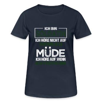 Ich bin Soldatin Geschenk Militär Einsatz Sprüche - Frauen T-Shirt atmungsaktiv - Dunkelnavy - Vorne - AI Model Female 172 light (172cm)