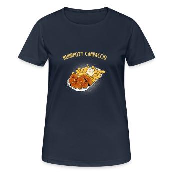 ruhrpott carpaccio Geschenk Curry Pommes - Frauen T-Shirt atmungsaktiv - Dunkelnavy - Vorne - AI Model Female 172 light (172cm)
