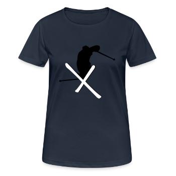 Ski - Freestyle - Frauen T-Shirt atmungsaktiv - Dunkelnavy - Vorne - AI Model Female 172 light (172cm)