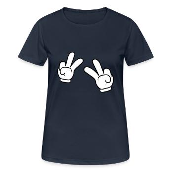 Comic Hands Peace Sign - Frauen T-Shirt atmungsaktiv - Dunkelnavy - Vorne - AI Model Female 172 light (172cm)