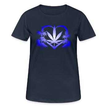 Heart of Cannabis - Frauen T-Shirt atmungsaktiv - Dunkelnavy - Vorne - AI Model Female 172 light (172cm)