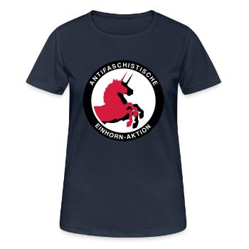 Antifaschistische Einhorn-Aktion - Frauen T-Shirt atmungsaktiv - Dunkelnavy - Vorne - AI Model Female 172 light (172cm)