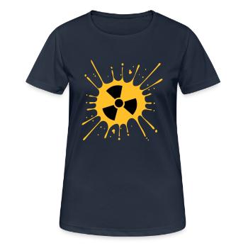 symbole atomique avertissement radioactif note d'avertissement - T-shirt respirant Femme - bleu marine foncé - Devant - AI Model Female 172 light (172cm)