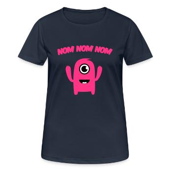 Nom Nom Nom Monstre - T-shirt respirant Femme - bleu marine foncé - Devant - AI Model Female 172 light (172cm)