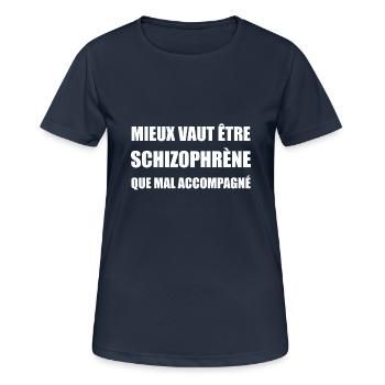 Mieux vaut être schizophrène que mal accompagné - T-shirt respirant Femme - bleu marine foncé - Devant - AI Model Female 172 light (172cm)