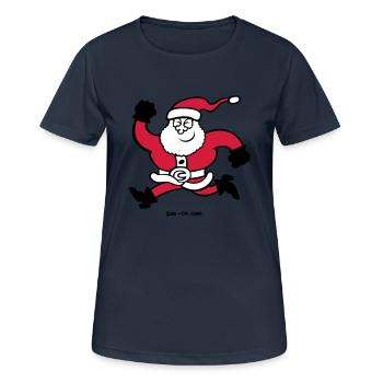 Running Santa Claus - Women's Breathable T-Shirt - dark navy - Front - AI Model Female 172 light (172cm)