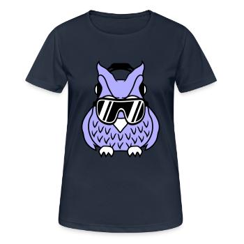 Coole Süße DJ Eule Party Club Musik Eulen Vogel - Frauen T-Shirt atmungsaktiv - Dunkelnavy - Vorne - AI Model Female 172 light (172cm)