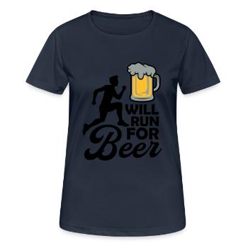 Exécutera de la bière - T-shirt respirant Femme - bleu marine foncé - Devant - AI Model Female 172 light (172cm)