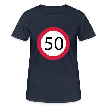 50 - Frauen T-Shirt atmungsaktiv - Dunkelnavy - Vorne - AI Model Female 172 light (172cm)