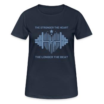 Fitness Skyline Hanteln und Sterne - Frauen T-Shirt atmungsaktiv - Dunkelnavy - Vorne - AI Model Female 172 light (172cm)