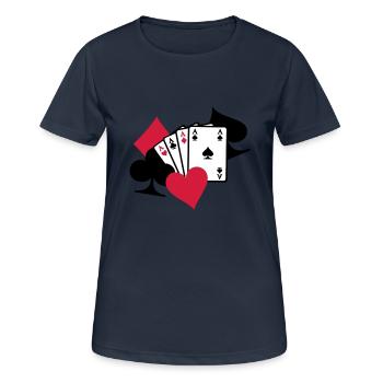 Poker Karten - Frauen T-Shirt atmungsaktiv - Dunkelnavy - Vorne - AI Model Female 172 light (172cm)