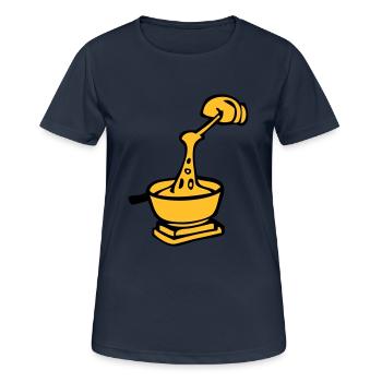 dessin de fondue, spécialité culinaire suisse - T-shirt respirant Femme - bleu marine foncé - Devant - AI Model Female 172 light (172cm)