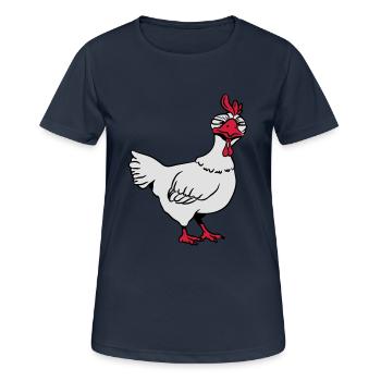 Poulet en colère - T-shirt respirant Femme - bleu marine foncé - Devant - AI Model Female 172 light (172cm)