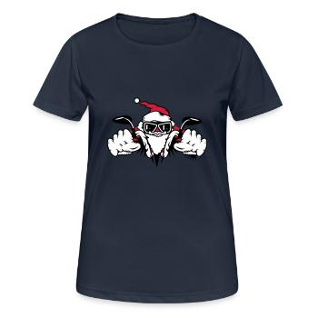Père Noël sur moto - T-shirt respirant Femme - bleu marine foncé - Devant - AI Model Female 172 light (172cm)