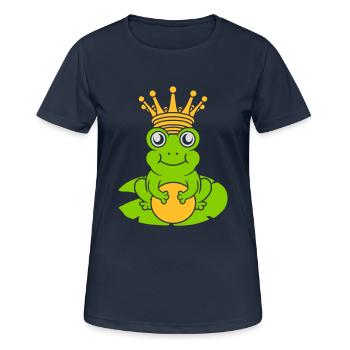 Le roi grenouille enchanté est assis nénuphar - T-shirt respirant Femme - bleu marine foncé - Devant - AI Model Female 172 light (172cm)