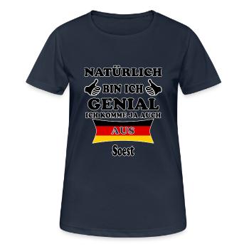 Geschenk Genial komme aus Soest - Frauen T-Shirt atmungsaktiv - Dunkelnavy - Vorne - AI Model Female 172 light (172cm)