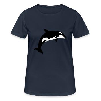 Wal - Frauen T-Shirt atmungsaktiv - Dunkelnavy - Vorne - AI Model Female 172 light (172cm)