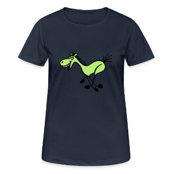 Beklopptes Strich Pferd - Frauen T-Shirt atmungsaktiv - Dunkelnavy - Vorne - AI Model Female 172 light (172cm)