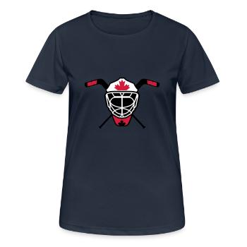 Hockey Goalie Maske Canada 3 - Frauen T-Shirt atmungsaktiv - Dunkelnavy - Vorne - AI Model Female 172 light (172cm)