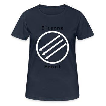 Front d’Eiserne - Drei Pfeile - T-shirt respirant Femme - bleu marine foncé - Devant - AI Model Female 172 light (172cm)
