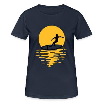 Sonne Abend Surfer - Frauen T-Shirt atmungsaktiv - Dunkelnavy - Vorne - AI Model Female 172 light (172cm)