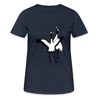 Kraniche - Frauen T-Shirt atmungsaktiv - Dunkelnavy - Vorne - AI Model Female 172 light (172cm)