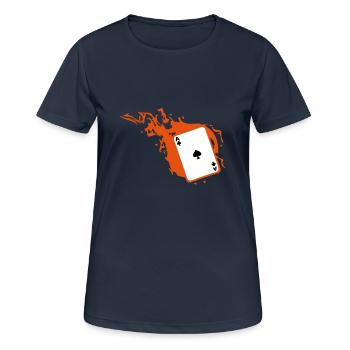 card poker card as flame pique1 - Women's Breathable T-Shirt - dark navy - Front - AI Model Female 172 light (172cm)