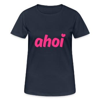 Ahoi coeur ahoy heart - T-shirt respirant Femme - bleu marine foncé - Devant - AI Model Female 172 light (172cm)