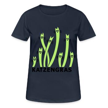 Cat Grass 2 - Women's Breathable T-Shirt - dark navy - Front - AI Model Female 172 light (172cm)