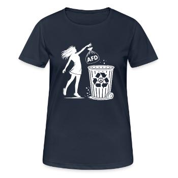 FCK AFD - Gegen Rechts - halte deine umwelt sauber - Frauen T-Shirt atmungsaktiv - Dunkelnavy - Vorne - AI Model Female 172 light (172cm)