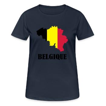 belgique - T-shirt respirant Femme - bleu marine foncé - Devant - AI Model Female 172 light (172cm)